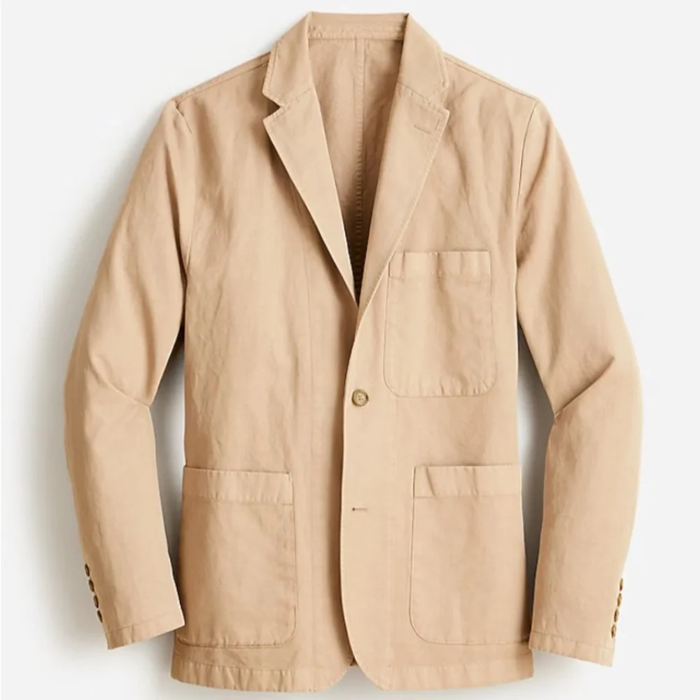 J Crew NWT Garment‎ Dyed Chino Suit Jacket Linen Blend Men’s 36 AX270 Tan Khaki